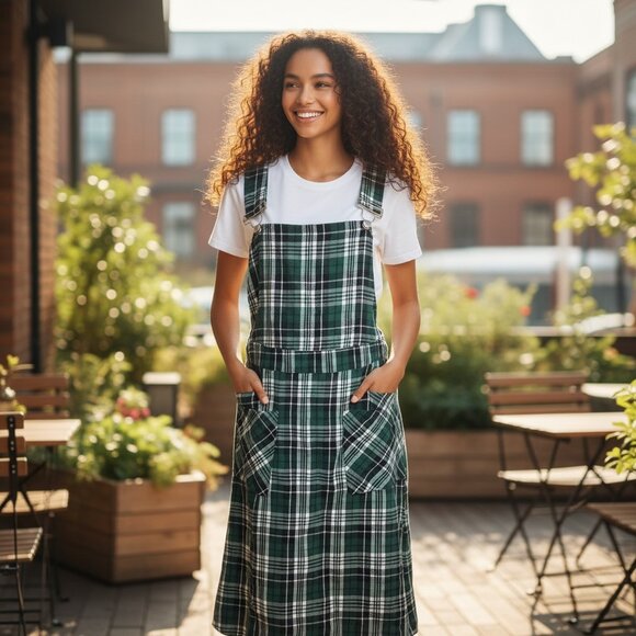 BloomChic Dresses & Skirts - Green Plaid Flannel Jumper Dress 12 Preppy Academia Skater 90s Y2K Gossip Girl